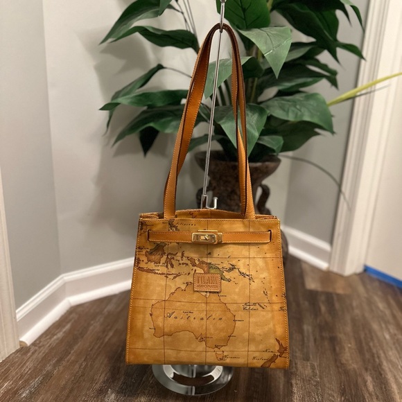 Alviero Martini Handbags - Vintage Map Print Tan Tote Bag